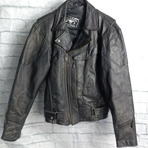 Barneys Leather Vintage Mens Biker Jacket Thinsulate Lining Black Size 44 Large